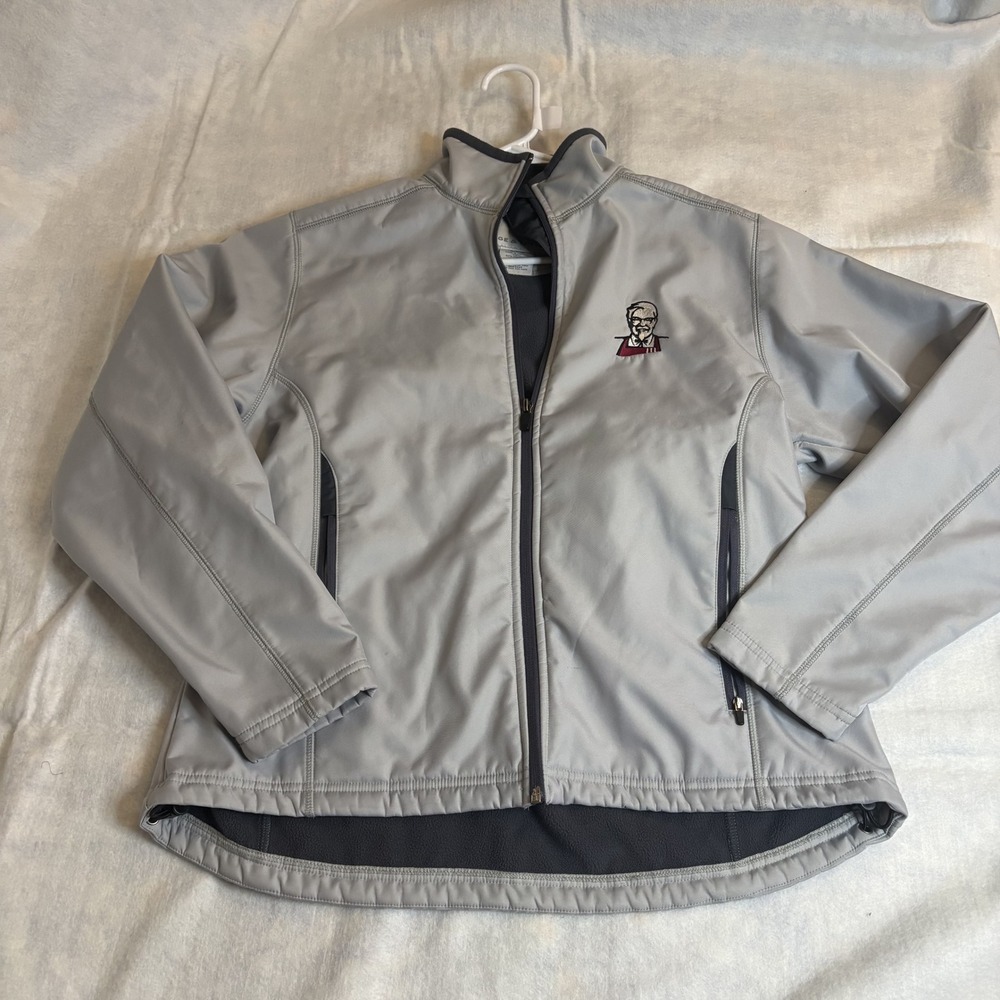 Page & Tuttle Jacket KFC Colonel Sanders Logo Gray Softshell Fleece Lined Zip M